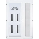 Bestseller 140x210 balos aszimmetrikusan nyíló Köln 5 üveges bejárati ajtó 3 rétegű üveggel extra vastag hőszigetelt panellel 5 kamrás fehér RP