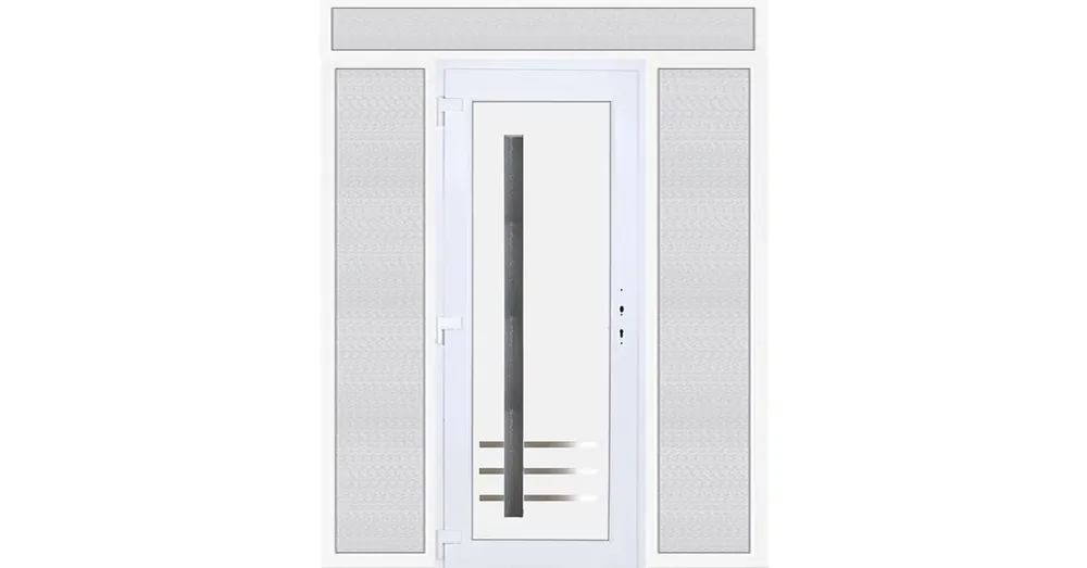 Korlátozott ajánlat Vértes 1 üveges 200x240 KIFELÉ NYÍLÓ műanyag bejárati ajtó balos fehér színben 2 rétegű üveggel Aluminium rátéttel