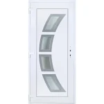 Szeben 4 üveges EXTRA hőszigetelésű 100x210 KIFELÉ NYÍLÓ műanyag bejárati ajtó balos fehér színben 3 rétegű üveggel Aluminium rátéttel RP Kihagyhatatlan ajánlat