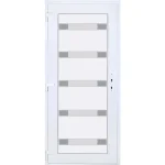Hidas 5 üveges EXTRA hőszigetelésű 100x210 KIFELÉ NYÍLÓ műanyag bejárati ajtó balos fehér színben 3 rétegű üveggel Aluminium rátéttel RP Bestseller