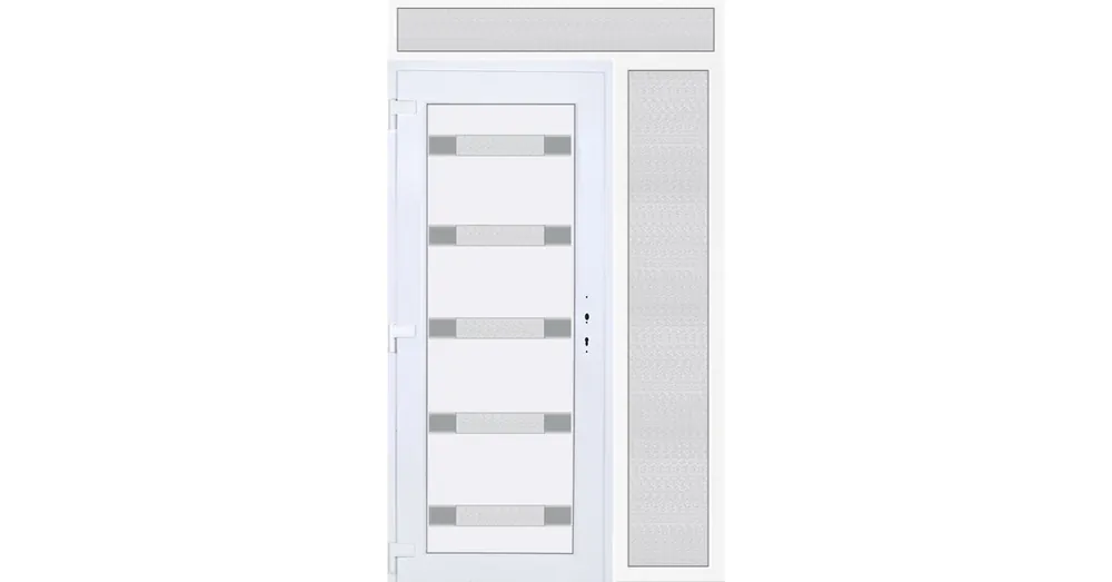 Hidas 5 üveges EXTRA hőszigetelésű 140x240 KIFELÉ NYÍLÓ műanyag bejárati ajtó balos fehér színben 3 rétegű üveggel Aluminium rátéttel RP Újdonság