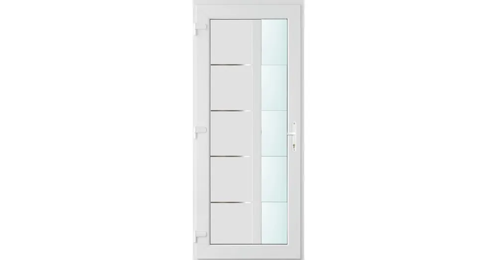 100x210 balos Memphis 1 üveges bejárati ajtó 2 rétegű üveggel és hőszigetelt panellel 5 kamrás fehér Biztonságos fizetés