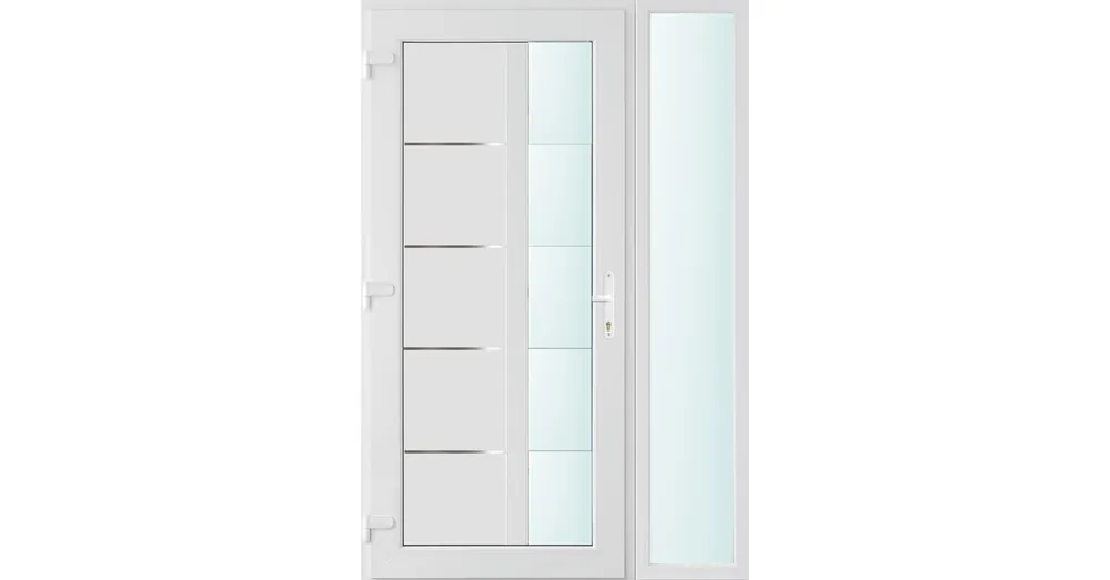 130x210 balos Memphis 1 üveges bejárati ajtó 2 rétegű üveggel és hőszigetelt panellel 5 kamrás fehér Expressz szállítás