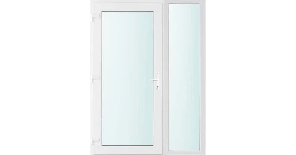 140x210 balos Seattle üveges bejárati ajtó 2 rétegű üveggel és hőszigetelt panellel 5 kamrás fehér Olcsóbb