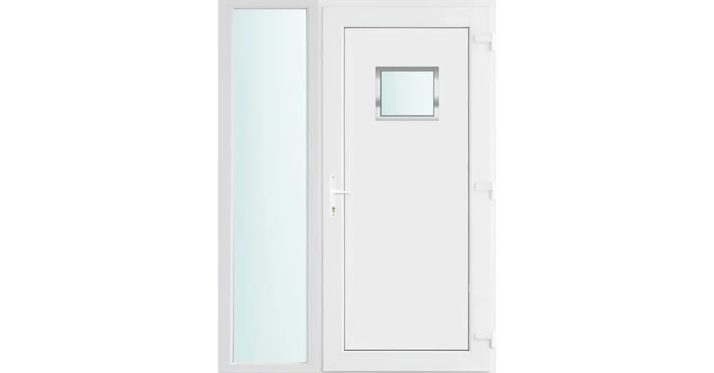140x210 jobbos Chicago 1 üveges bejárati ajtó 2 rétegű üveggel és hőszigetelt panellel 5 kamrás fehér Gyors kiszállítás