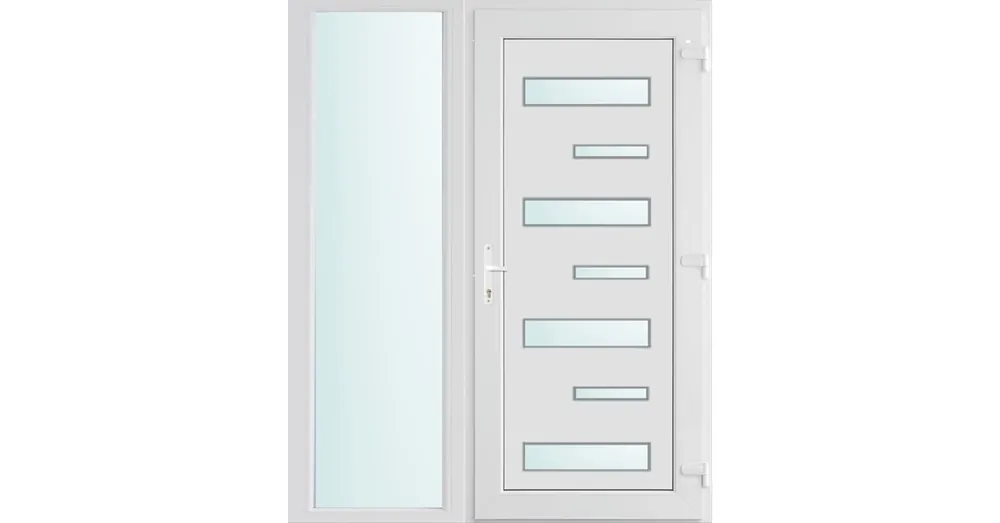 Árengedmény 150x210 jobbos Charlotte 7 üveges bejárati ajtó 2 rétegű üveggel és hőszigetelt panellel 5 kamrás fehér
