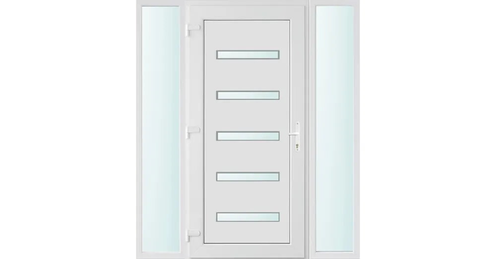 Olcsó 160x210 balos Detroit 5 üveges bejárati ajtó 2 rétegű üveggel és hőszigetelt panellel 5 kamrás fehér