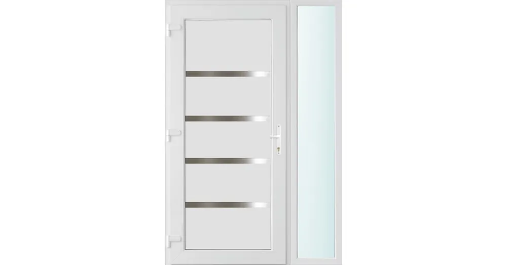 Különleges ajánlat 120x210 balos Boston tömör bejárati ajtó 2 rétegű üveggel és hőszigetelt panellel 5 kamrás fehér