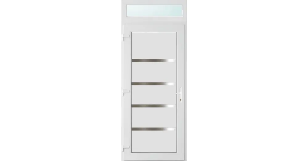 Prémium 100x240 balos Boston tömör bejárati ajtó 2 rétegű üveggel és hőszigetelt panellel 5 kamrás fehér