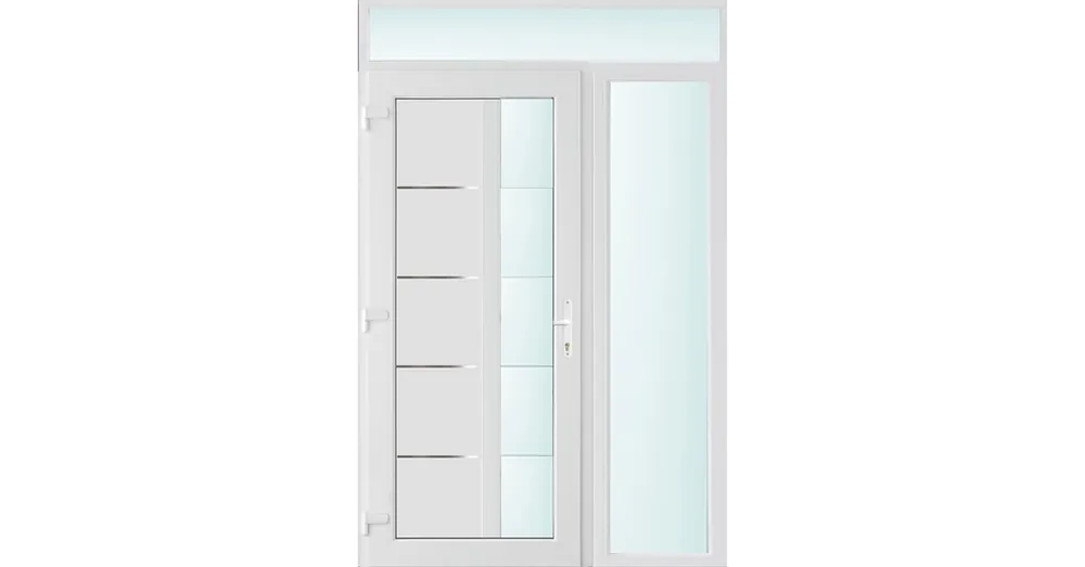Bestseller 140x240 balos Memphis 1 üveges bejárati ajtó 2 rétegű üveggel és hőszigetelt panellel 5 kamrás fehér
