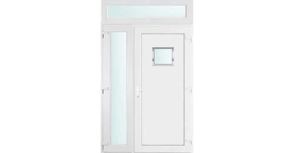 140x240 jobbos Chicago 1 üveges bejárati ajtó 2 rétegű üveggel és hőszigetelt panellel 5 kamrás fehér Prémium