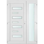 Korlátozott ajánlat 140x210 balos Charlotte 7 üveges aszimmetrikusan nyíló bejárati ajtó 2 rétegű üveggel és hőszigetelt panellel 5 kamrás fehér