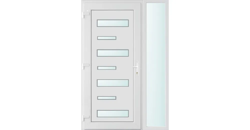 Csak ma 130x210 balos Charlotte 7 üveges bejárati ajtó 3 rétegű üveggel és hőszigetelt panellel 5 kamrás fehér