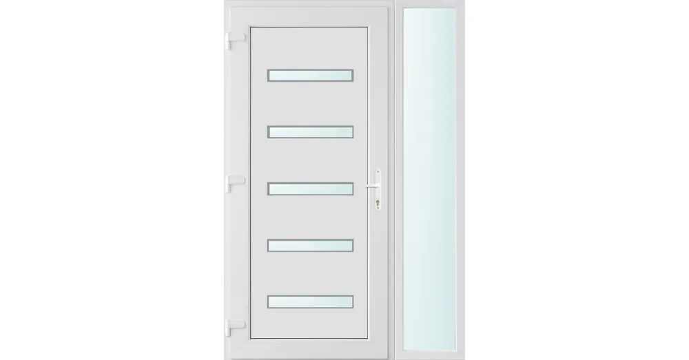 Népszerű 130x210 balos Detroit 5 üveges bejárati ajtó 3 rétegű üveggel és hőszigetelt panellel 5 kamrás fehér