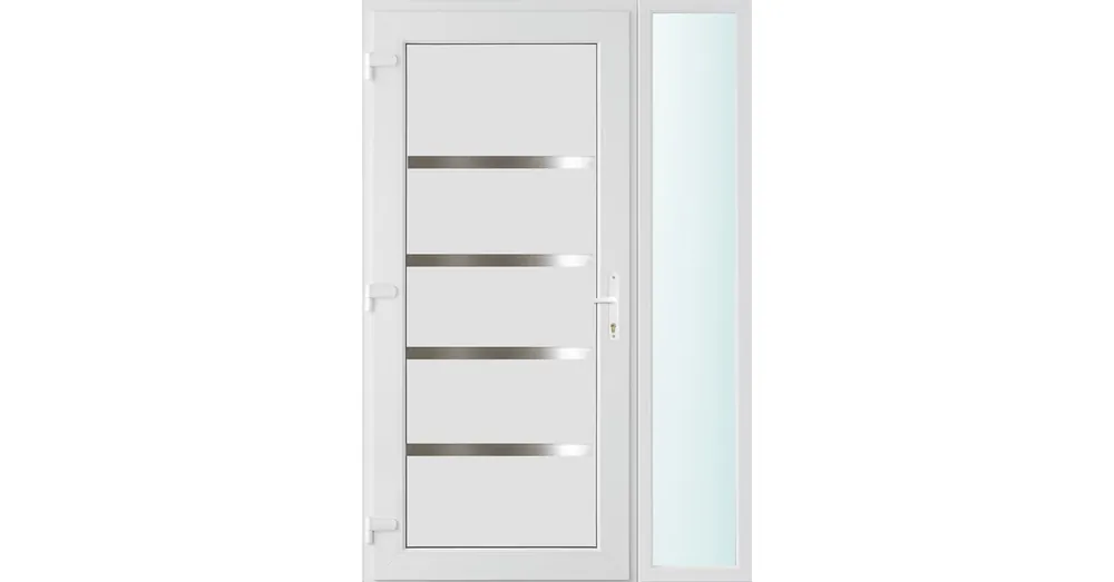 130x210 balos Boston tömör bejárati ajtó 3 rétegű üveggel és hőszigetelt panellel 5 kamrás fehér Gyors szállítás