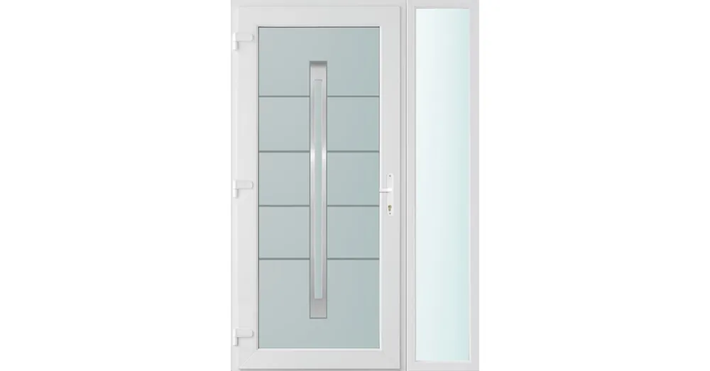 Népszerű 130x210 balos Phoenix 1 üveges bejárati ajtó 3 rétegű üveggel és hőszigetelt panellel 5 kamrás fehér