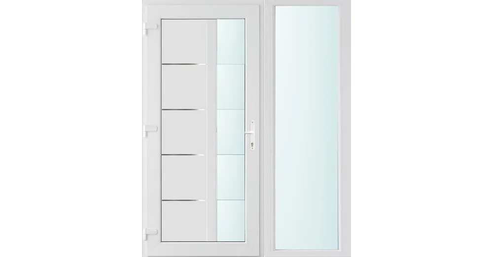 150x210 balos Memphis 1 üveges bejárati ajtó 3 rétegű üveggel és hőszigetelt panellel 5 kamrás fehér Outlet
