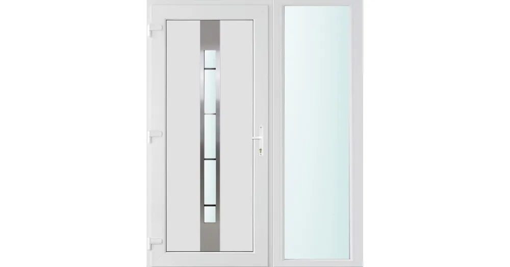 Szuper akció 150x210 balos Philadelphia 1 üveges bejárati ajtó 3 rétegű üveggel és hőszigetelt panellel 5 kamrás fehér