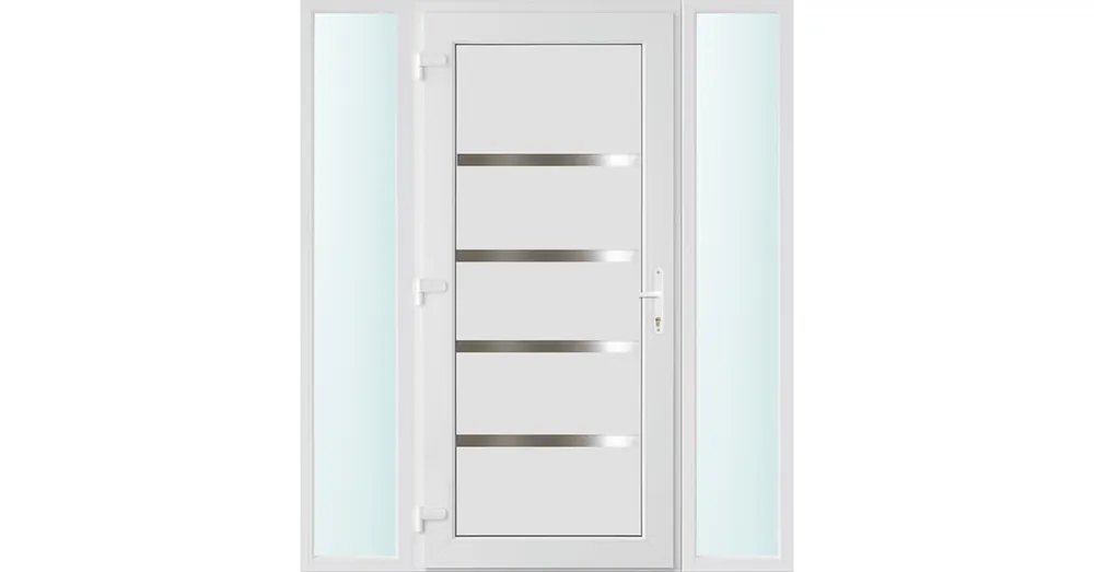 Outlet 160x210 balos Boston tömör bejárati ajtó 3 rétegű üveggel és hőszigetelt panellel 5 kamrás fehér