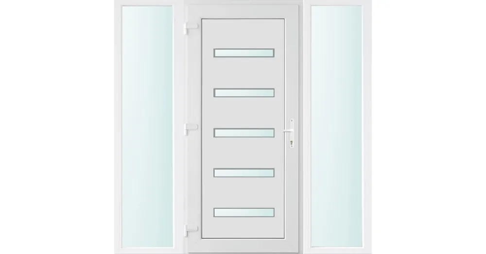 Prémium 180x210 balos Detroit 5 üveges bejárati ajtó 3 rétegű üveggel és hőszigetelt panellel 5 kamrás fehér