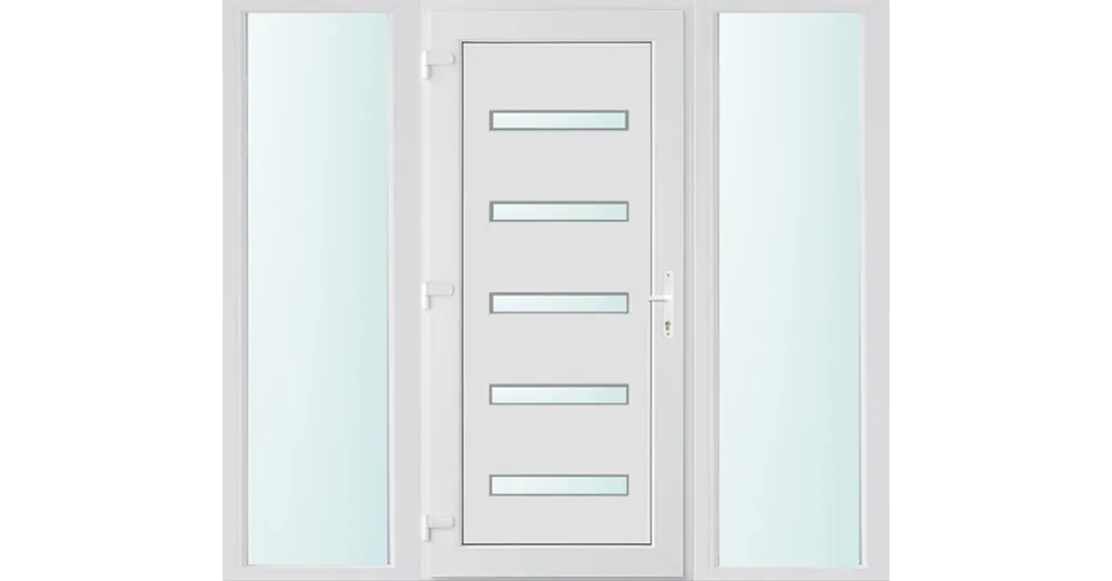200x210 balos Detroit 5 üveges bejárati ajtó 3 rétegű üveggel és hőszigetelt panellel 5 kamrás fehér Szuper akció