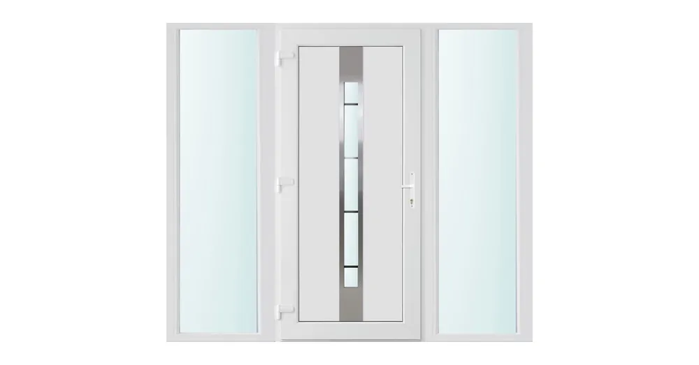 Népszerű 200x210 balos Philadelphia 1 üveges bejárati ajtó 3 rétegű üveggel és hőszigetelt panellel 5 kamrás fehér
