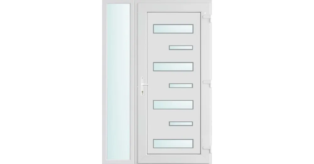 120x210 jobbos Charlotte 7 üveges bejárati ajtó 3 rétegű üveggel és hőszigetelt panellel 5 kamrás fehér Szuper akció