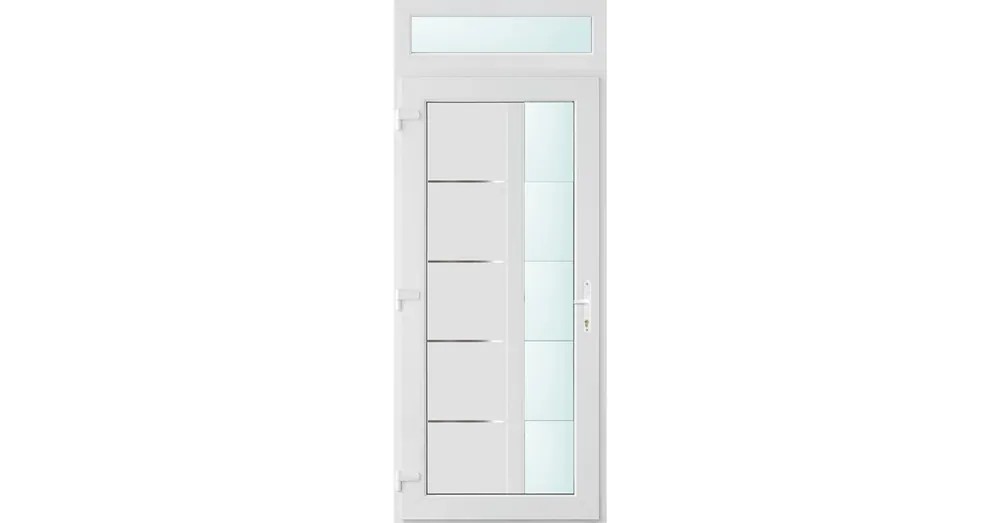 100x240 balos Memphis 1 üveges bejárati ajtó 3 rétegű üveggel és hőszigetelt panellel 5 kamrás fehér Kedvezményes ár
