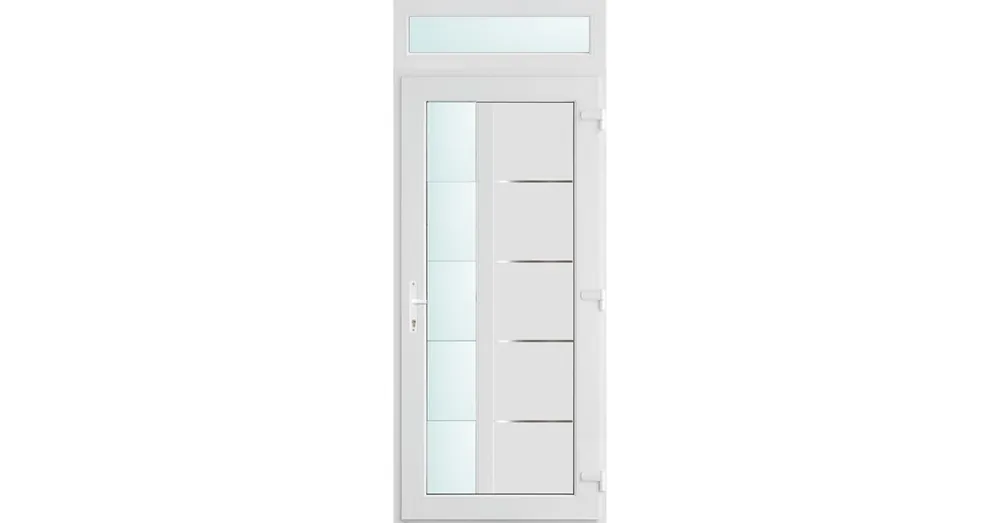 100x240 jobbos Memphis 1 üveges bejárati ajtó 3 rétegű üveggel és hőszigetelt panellel 5 kamrás fehér Újdonság