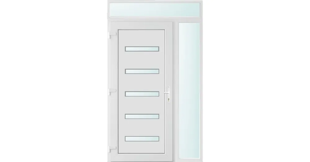 Prémium 130x240 balos Detroit 5 üveges bejárati ajtó 3 rétegű üveggel és hőszigetelt panellel 5 kamrás fehér