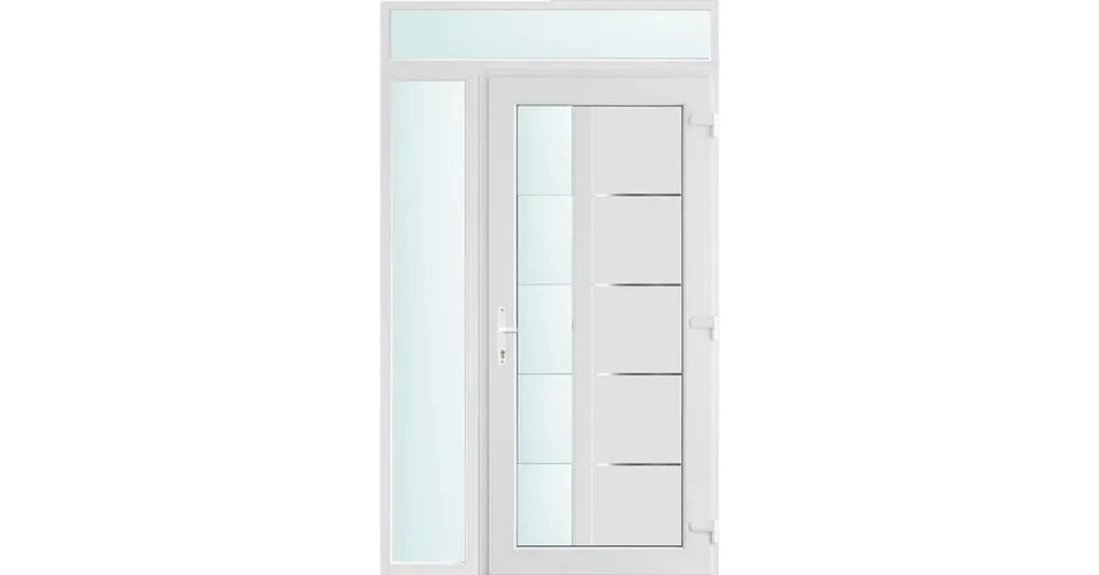 130x240 jobbos Memphis 1 üveges bejárati ajtó 3 rétegű üveggel és hőszigetelt panellel 5 kamrás fehér Legjobb ár
