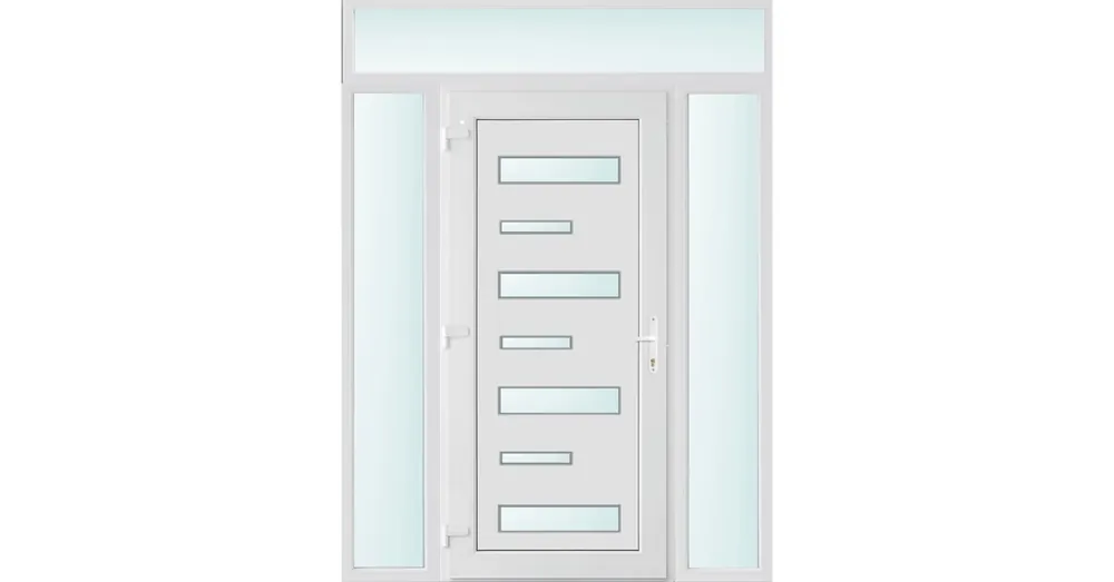Korlátozott ajánlat 160x240 balos Charlotte 7 üveges bejárati ajtó 3 rétegű üveggel és hőszigetelt panellel 5 kamrás fehér