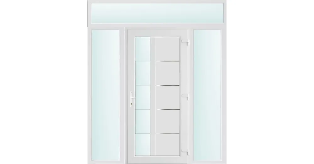 180x240 jobbos Memphis 1 üveges bejárati ajtó 3 rétegű üveggel és hőszigetelt panellel 5 kamrás fehér Azonnal elérhető