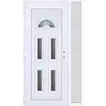 Népszerű 130x210 balos Köln 5 üveges bejárati ajtó 3 rétegű üveggel extra vastag hőszigetelt panellal oldalvilágítóval 5 kamrás fehér