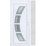 Korlátozott ajánlat 130x210 balos Szeben 4 üveges bejárati ajtó 3 rétegű üveggel extra vastag hőszigetelt panellal oldalvilágítóval 5 kamrás fehér