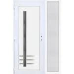 Kihagyhatatlan ajánlat 140x210 balos Vértes 1 üveges bejárati ajtó 3 rétegű üveggel extra vastag hőszigetelt panellal oldalvilágítóval 5 kamrás fehér