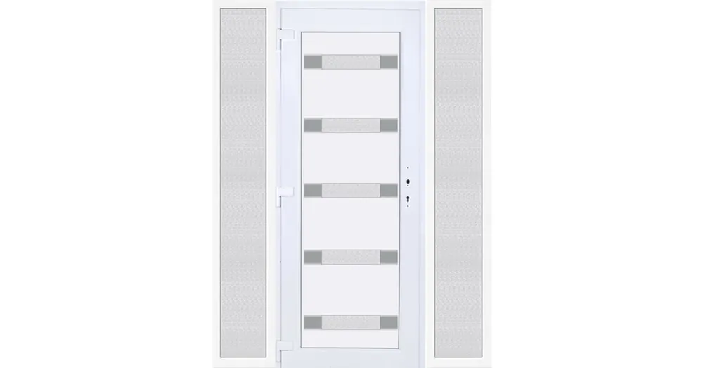 Olcsó 180x210 balos Hidas 5 üveges bejárati ajtó 3 rétegű üveggel extra vastag hőszigetelt panellal oldalvilágítóval 5 kamrás fehér