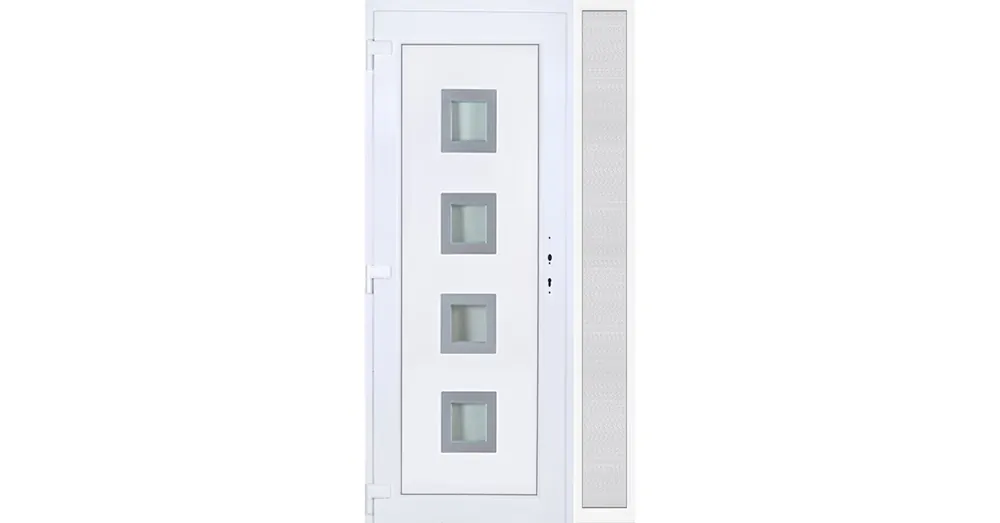 120x210 balos Bihar 4 üveges bejárati ajtó 3 rétegű üveggel extra vastag hőszigetelt panellal oldalvilágítóval 5 kamrás fehér Legkelendőbb