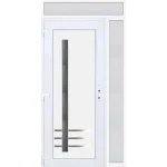 Árcsökkenés 130x240 balos Vértes 1 üveges bejárati ajtó 3 rétegű üveggel extra vastag hőszigetelt panellal felül+oldalvilágítóval 5 kamrás fehér