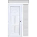 Kedvezményes ár 140x240 balos Köln tömör bejárati ajtó extra vastag hőszigetelt panellal felül+oldalvilágítóval 5 kamrás fehér