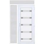 Alacsony ár 140x240 jobbos Hidas 5 üveges bejárati ajtó 3 rétegű üveggel extra vastag hőszigetelt panellal felül+oldalvilágítóval 5 kamrás fehér