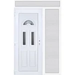 Prémium 150x240 balos Köln 3 üveges bejárati ajtó 3 rétegű üveggel extra vastag hőszigetelt panellal felül+oldalvilágítóval 5 kamrás fehér