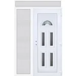 Gyors szállítás 150x240 jobbos Köln 5 üveges bejárati ajtó 3 rétegű üveggel extra vastag hőszigetelt panellal felül+oldalvilágítóval 5 kamrás fehér