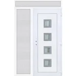 Ajánlat 150x240 jobbos Bihar 4 üveges bejárati ajtó 3 rétegű üveggel extra vastag hőszigetelt panellal felül+oldalvilágítóval 5 kamrás fehér