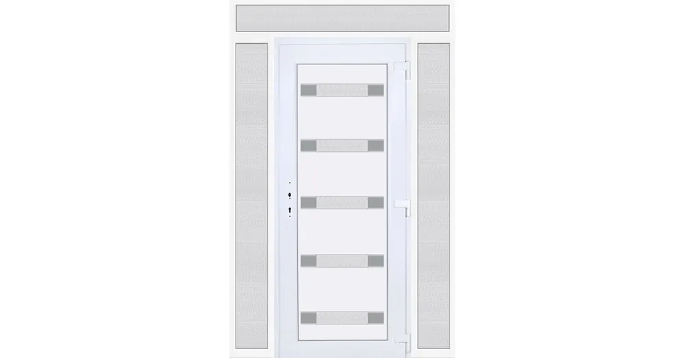 160x240 jobbos Hidas 5 üveges bejárati ajtó 3 rétegű üveggel extra vastag hőszigetelt panellal felül+oldalvilágítóval 5 kamrás fehér Kiárusítás