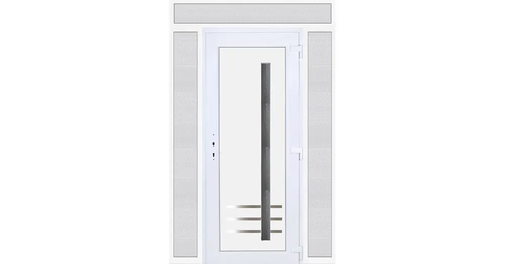 160x240 jobbos Vértes 1 üveges bejárati ajtó 3 rétegű üveggel extra vastag hőszigetelt panellal felül+oldalvilágítóval 5 kamrás fehér Akció