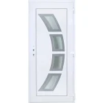 Szeben 4 üveges EXTRA hőszigetelésű 100x210 KIFELÉ NYÍLÓ műanyag bejárati ajtó jobbos fehér színben 3 rétegű üveggel Aluminium rátéttel Akciós ár