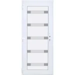 Olcsóbb Hidas 5 üveges EXTRA hőszigetelésű 90x210 KIFELÉ NYÍLÓ műanyag bejárati ajtó balos fehér színben 3 rétegű üveggel Aluminium rátéttel