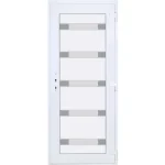 Legkelendőbb Hidas 5 üveges EXTRA hőszigetelésű 90x210 KIFELÉ NYÍLÓ műanyag bejárati ajtó jobbos fehér színben 3 rétegű üveggel Aluminium rátéttel