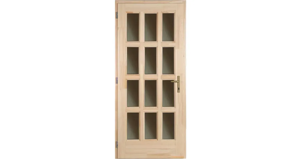100x210 Ámor teljesen üveges fa bejárati ajtó borovi fenyőből balos Árcsökkenés